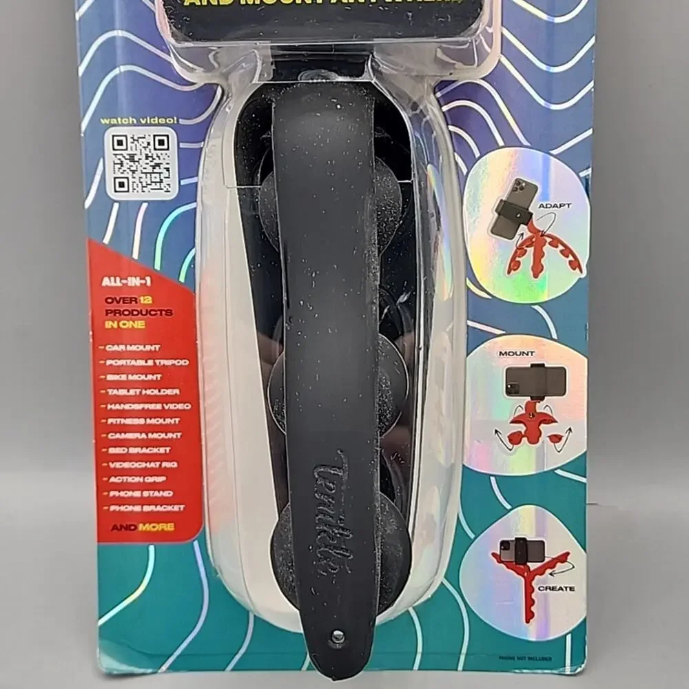 Tenikle Pro Flexible Tripod Suction Mount – Black – Phone & Camera Grip – NEW